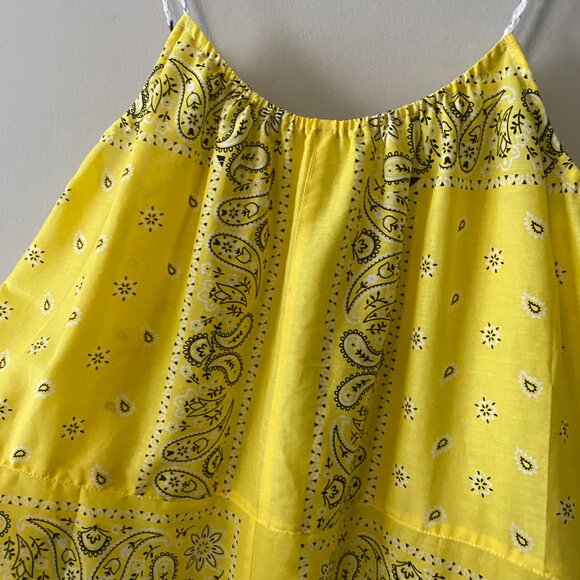 Handmade Plus Size Cotton Lightweight Yellow Paisley Print Crochet Straps Dress - Picture 14 of 14